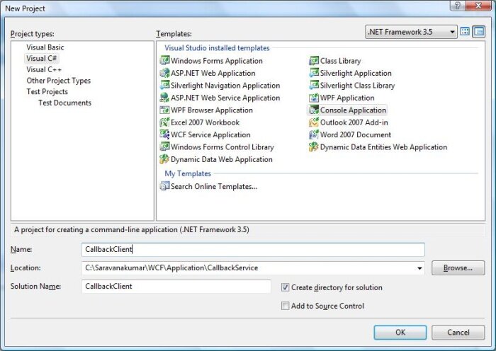 Create service client